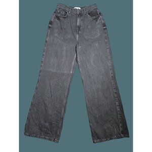 New Look Adalae Black Wide Leg Baggy High Rise Grunge Jeans Women Size 6 Short